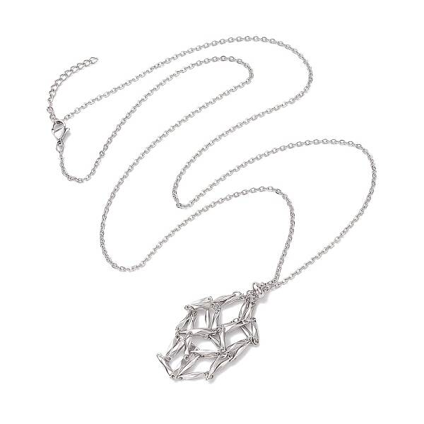 Crystal Stone Cage Pendant Necklaces