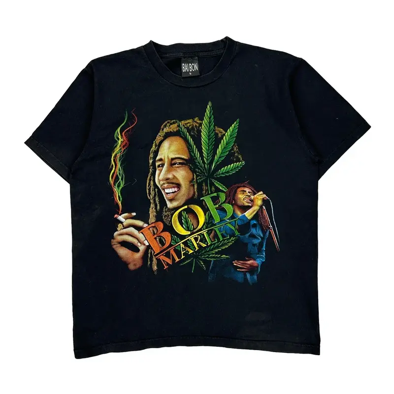 Bob Marley Baibon Band T-Shirt - Large Black Cotton