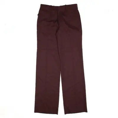 TREVIRA Wool Blend Maroon Relaxed Straight Trousers Womens W28 L35