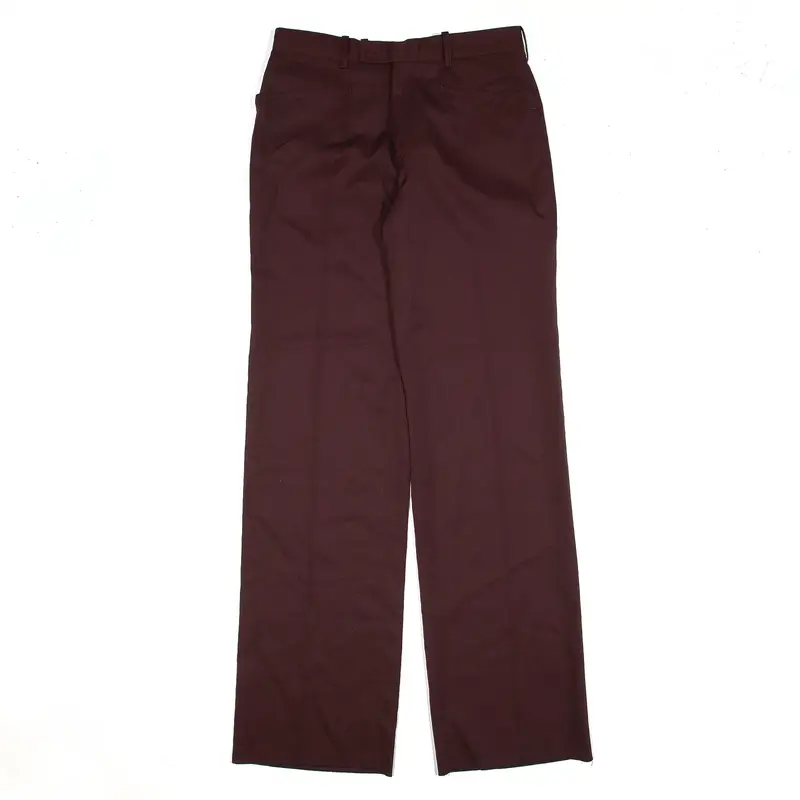 TREVIRA Wool Blend Maroon Relaxed Straight Trousers Womens W28 L35