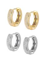 Rhinestone Decorated Hoop Earrings, Fashionable Earrings for Women & Men, Trendy All-match & Exquisite Jewelry for Birthday G...