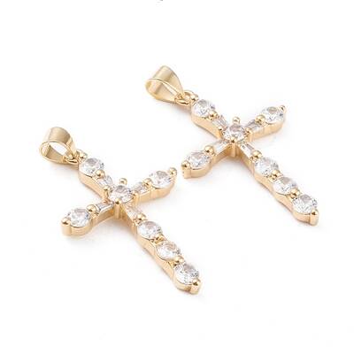 Brass Micro Pave Cubic Zirconia Pendants
