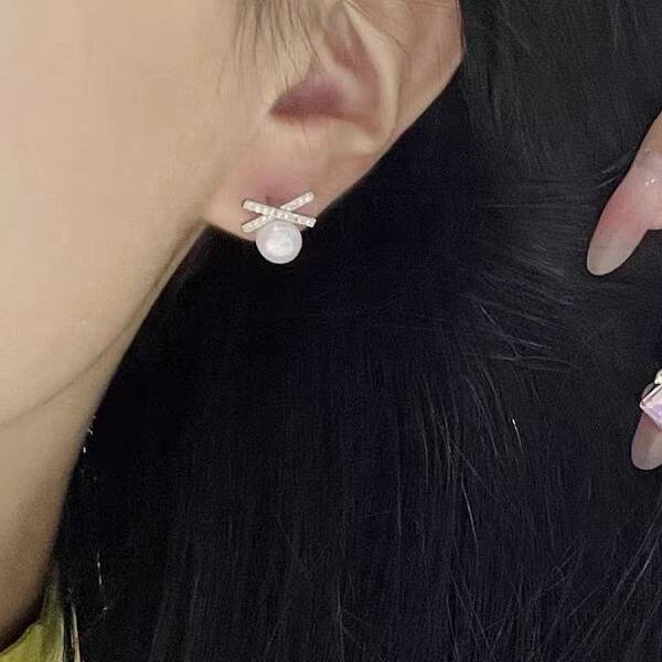 Brass Micro Pave Clear Cubic Zirconia Stud Earrings