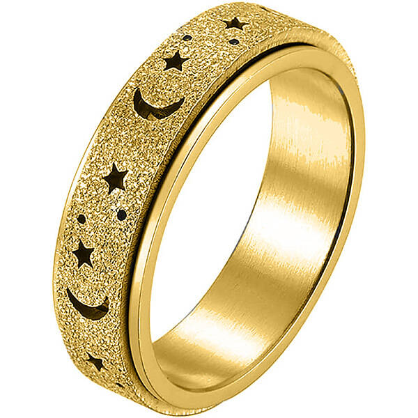 201 Stainless Steel Moon and Star Rotatable Finger Ring