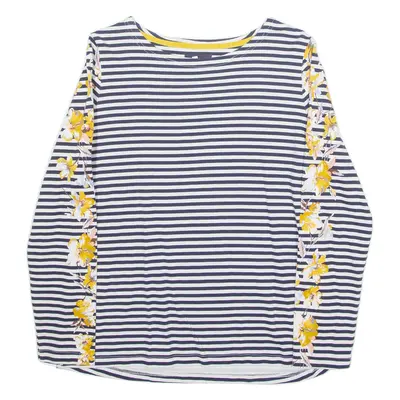 JOULES Womens Printed Top Blue Long Sleeve Striped UK 14