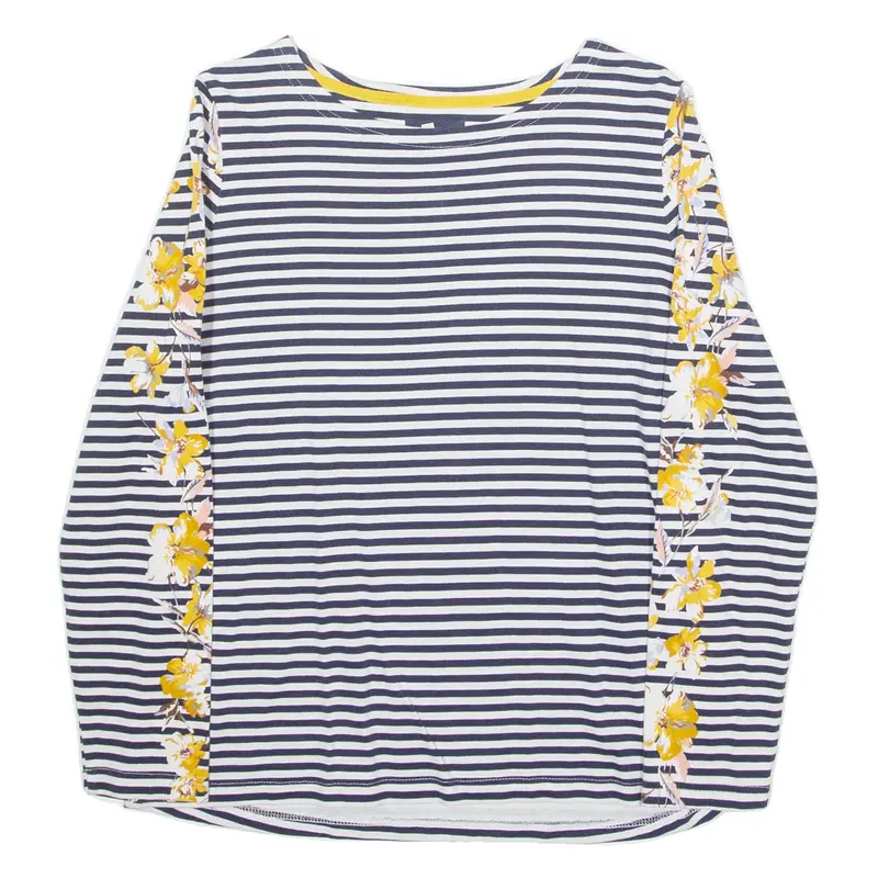 JOULES Womens Printed Top Blue Long Sleeve Striped UK 14