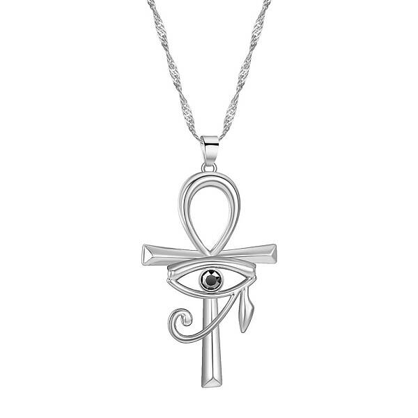 Ankh Cross with Eye of Horus Rhinestone Pendant Necklace