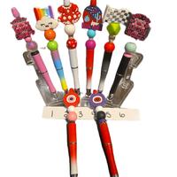 Beaded Pens - Discounted beaded pens with silicone focals and silicone & plastic beads, & metal rhinestone spacers. Colorful ...