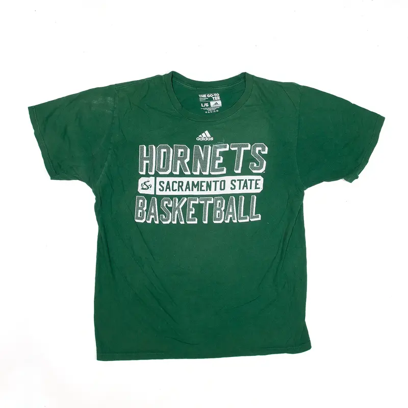 ADIDAS Sacramento State Hornets Basketball T-Shirt Green USA Short Sleeve Mens L