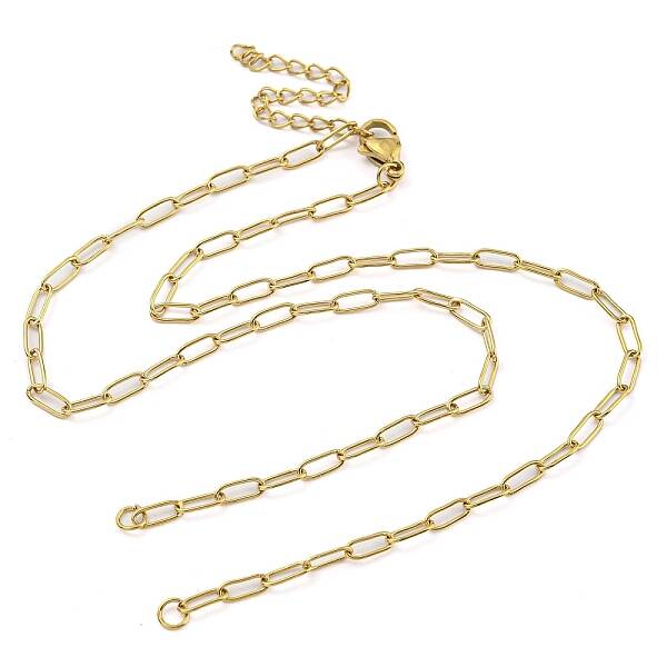 304 Stainless Steel Paperclip Chains Necklace Makings