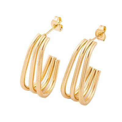Ion Plating(IP) 304 Stainless Steel Half Hoop Stud Earrings for Women