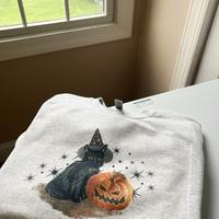 Spooky Cat Crewneck - Vintage Wash Halloween Spooky Season Crewneck Cotton Polyester Womenswear Comfort Costume Hoodie