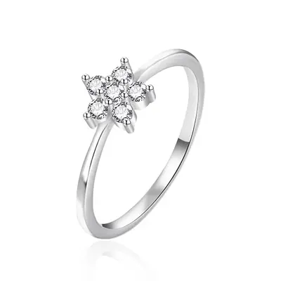 Agato Silver ring with zirconia Flower AGT-R38W - Circuit: 52 mm