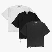 Sanctioned Blanks Men Distressed Oversized Drop Shoulder Casual Short SleeveTop T Shirt