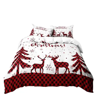 Christmas Themed Bedding Set, 3 Counts/set Including 1 Duvet Cover & 2 Pillowcase without Filler, Soft Comfortable Bedding Se...