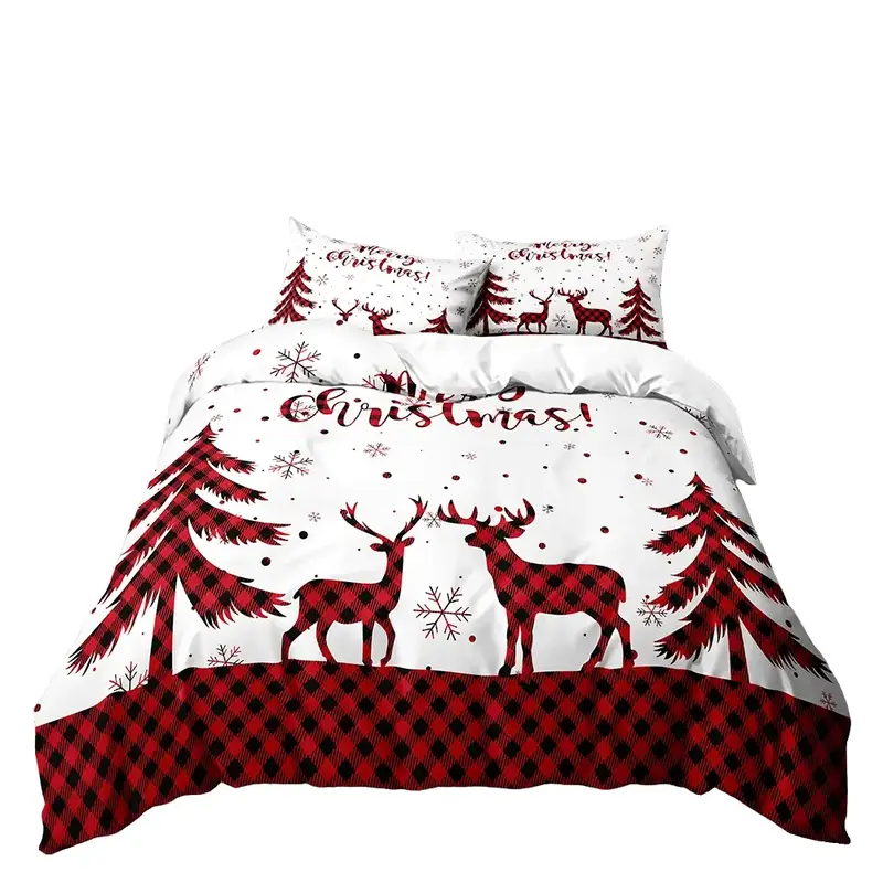 Christmas Themed Bedding Set, 3 Counts/set Including 1 Duvet Cover & 2 Pillowcase without Filler, Soft Comfortable Bedding Se...