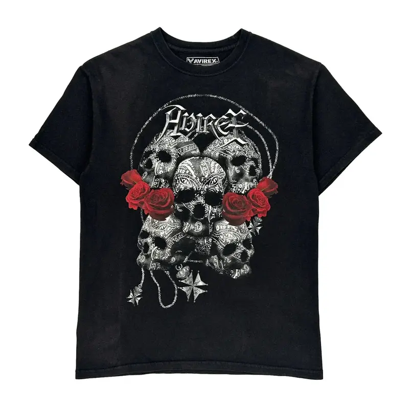Avirex Graphic T-Shirt - Medium Black Cotton