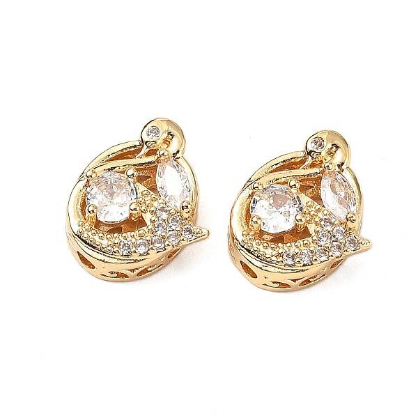 Brass Micro Pave Cubic Zirconia Beads
