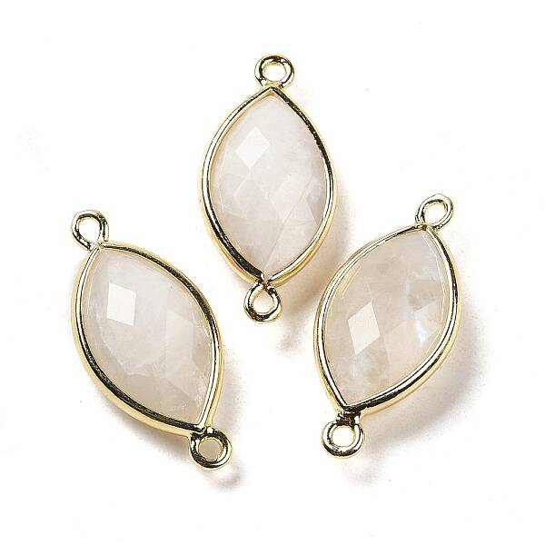 Natural Moonstone Faceted Connector Charms