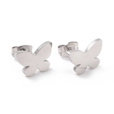 Non-Tarnish 304 Stainless Steel Butterfly Stud Earrings for Women
