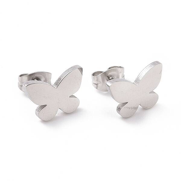 Non-Tarnish 304 Stainless Steel Butterfly Stud Earrings for Women