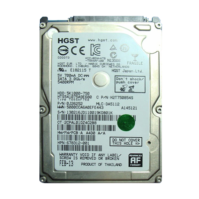 678312-001 HP 750GB 5400RPM SATA 3Gb/s 8MB Cache 2.5-inch Hard Drive