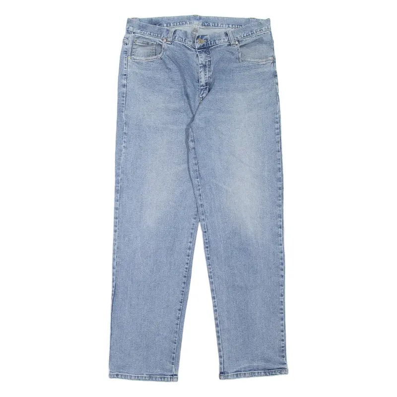 Mens Jeans Blue Regular Tapered Stone Wash W34 L31
