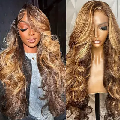 Highlight Wig 3D Body Wave Full 13x6 Lace Frontal Wig 100% Virgin Human Hair