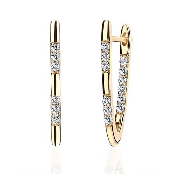 Brass Micro Pave Cubic Zirconia Hoop Earring