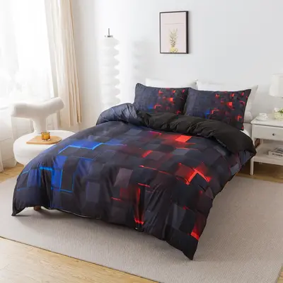 Geometric Pattern Bedding Set, 3 Counts/set Including 1 Count Duvet Cover & 2 Counts Pillowcase(without Pillow), Soft Comfort...
