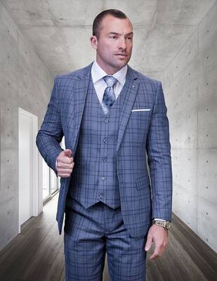 Plaid Big & Tall Men's 3 Piece Suit Statement Fashion for Men