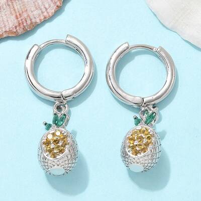 Brass Cubic Zirconia Hoop Earrings