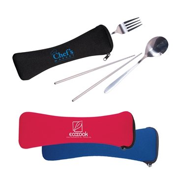 75 Custom Travel Cutlery Set In Zip Pouch - Stainless Steel & Eco ...