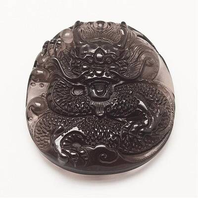 Carved Natural Obsidian Big Pendants