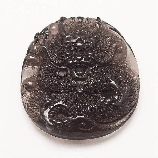 Carved Natural Obsidian Big Pendants