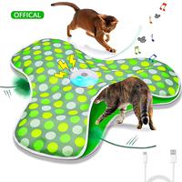 TxfnY Hide and Seek Cat Toys, in-The-Cover Unpredicatable Moving Feather, Interactive Kitten Wand Toy, Automatic Chargeable C...