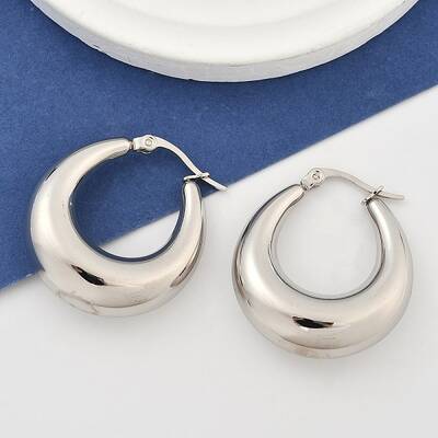 Non-Tarnish 304 Stainless Steel Chunky Hoop Earrings for Women