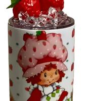 Strawberry Shortcake 20 oz Tumbler with 3D Lid, Sliding Lid, Reusable Metal Straw and Cleaning Brush - Perfect for Drinks - D...