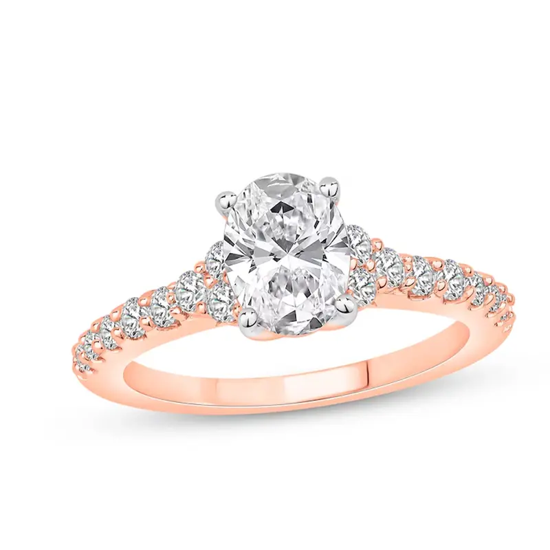 14K Rose Gold 1 to 3.5 CT.T.W. Oval Lab Created Diamond Engagement Ring D-VVS1 3EX IGI Certified