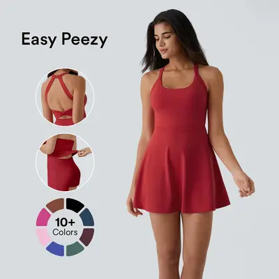 Halara Backless Cut Out Twisted Side Pocket 2-in-1 Exercise Dress-Easy Peezy#TikTokShopBacktoSchool