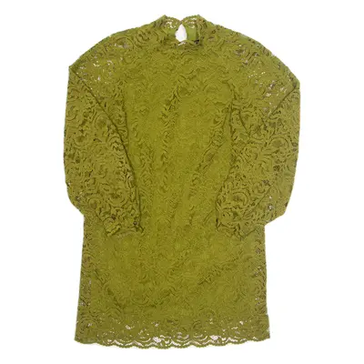 ZARA Womens Shift Dress Green Long Sleeve Knee Length S