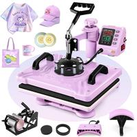 AKEYDIY Purple Pink Heat Press Machine 5 in 1 for Tshirts, Heat Transfer Machine, 15''x12'' Heat Printing Press for Sublimati...