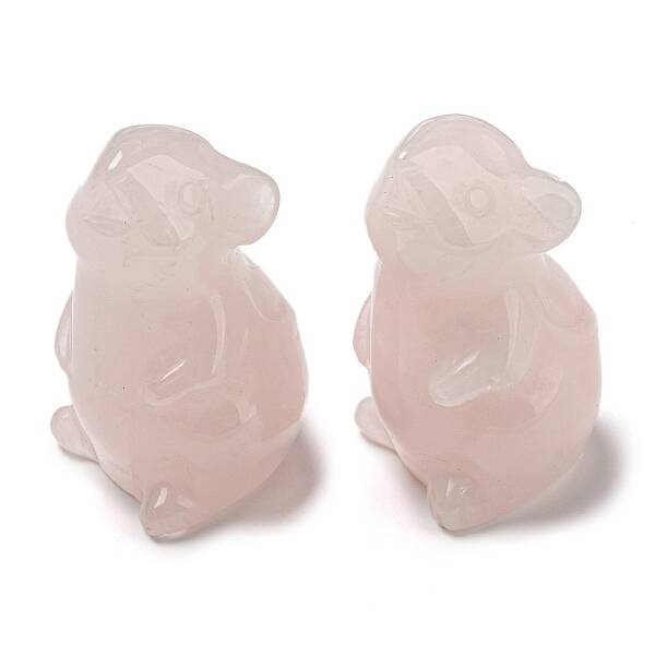 Natural Rose Quartz Carved Healing Mouse Figurines