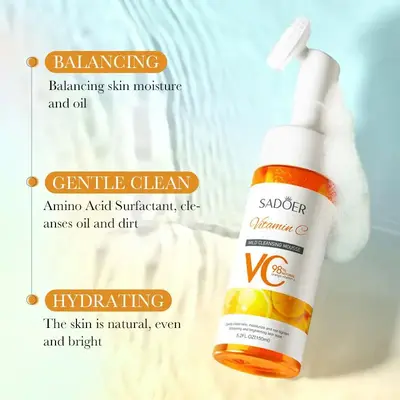 SADOER VC Brightening Mousse Cleanser - Super Deep Cleansing Foam for Glowing Skin