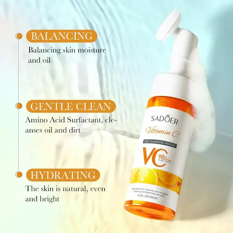 SADOER VC Brightening Mousse Cleanser - Super Deep Cleansing Foam for Glowing Skin