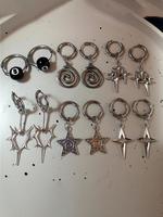 Punk Style Star & Heart Design Ear Cuff & Dangle Earrings, Fashion Jewelry for Party, Daily Clothing Decor, Trendy All-match ...