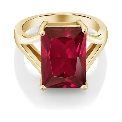 10K Gold Emerald Cut Gemstone Engagement Ring