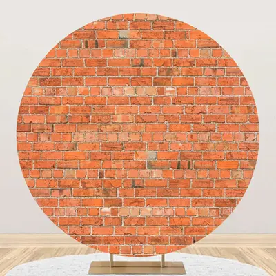 Round Bright Retro Red Brick Wall Backdrop For Party - Aperturee