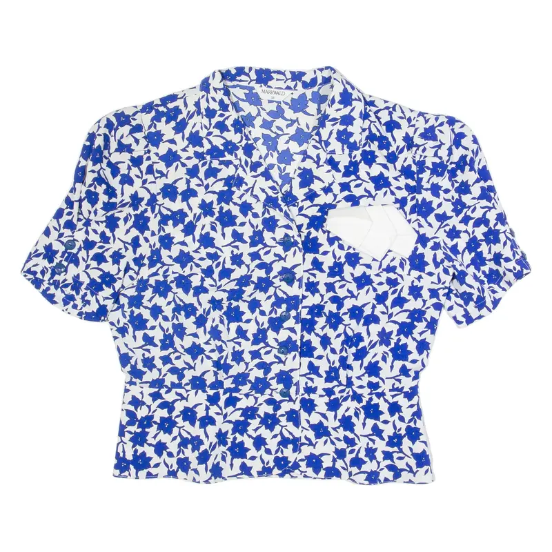MARKWALD Womens Printed Shirt Blue Collared Floral S