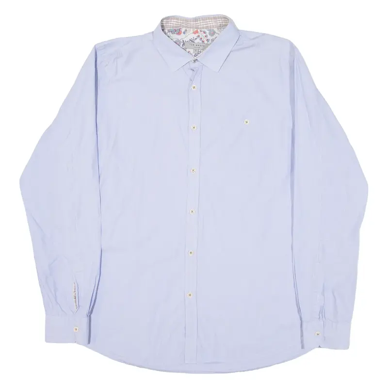 TED BAKER Mens Plain Shirt Blue Long Sleeve L